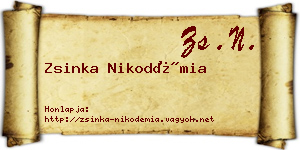 Zsinka Nikodémia névjegykártya